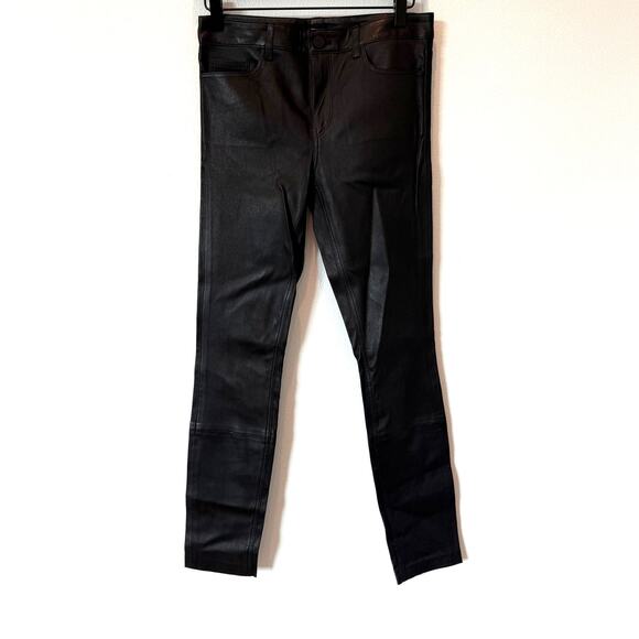 Theory 5 Pocket Pant Bristol Lamb Leather Black Skinny High Rise Size 2 - Picture 3 of 9